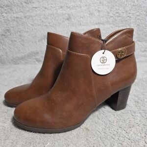 Gianni Bernini Memory Foam Brown Short Heeled Ankle Boots Women's Size 10.5M NEW